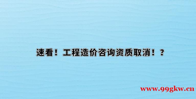 速看！工程造价咨询资质取消！？